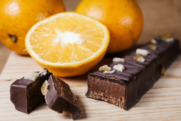 Chocolate turron with oranges