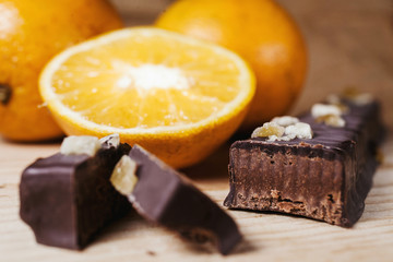 Chocolate turron with oranges made in spain
