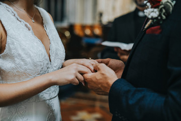 Bride and groom at the altar