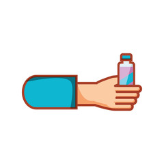 hand with bottle drink isolated icon