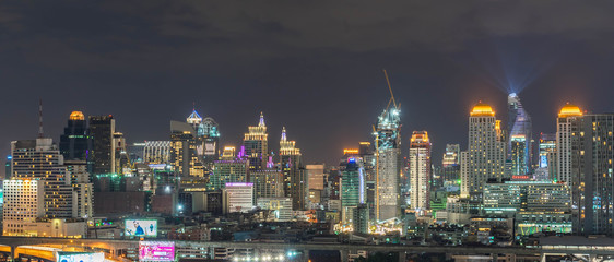 Night of the Metropolitan Bangkok City downtown cityscape urban skyline  Thailand in December 2017 - Cityscape Bangkok city Thailand