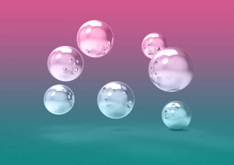 Futuristic chrome balls scattered in space 3D image