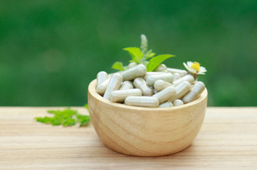 Herbal capsules powder for healthy eating 