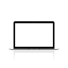 Laptop with white screen mock up. Vector