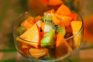 citrus fruit salad in a glass jar.