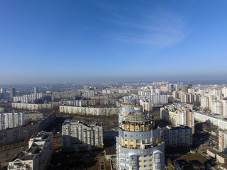 Obraz premium Modern residential area of Kiev at winter time (drone image). Kiev,Ukraine
