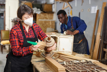 Woman in respiratory mask