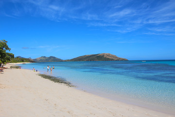 View of the Blue Lagoon Beach in the island of Nacula at the Fiji Islands
