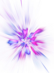 Abstract holiday background with blurred rays and sparkles. Fantastic blue and purple light effect. Digital fractal art. 3d rendering.