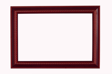 Red wood frame isolated on white background. clipping path.