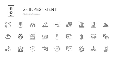 investment icons set - obrazy, fototapety, plakaty