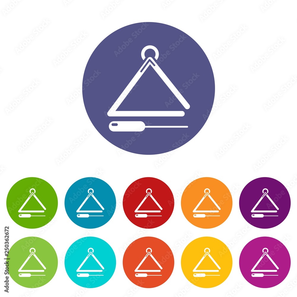 Poster musical triangle icons color set vector for any web design on white background