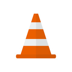 traffic cone icon in flat style isolated vector illustration on white transparent background