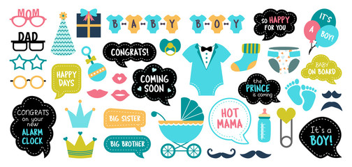 Baby shower photo booth photobooth props set © DandelionFly
