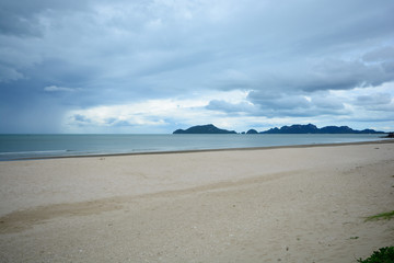 Fototapeta na wymiar Tropical beach background sea, sand, sky and white sand in summer day