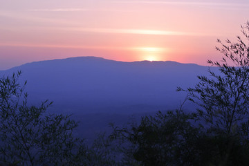 Fototapeta na wymiar Sunrise over the mountain landscape, Morning
