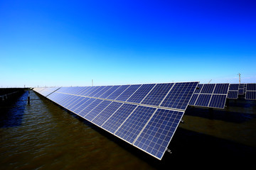 Solar panels on the water