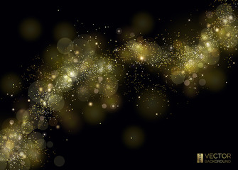 Way of gold dust. Wave of sparkling particles.