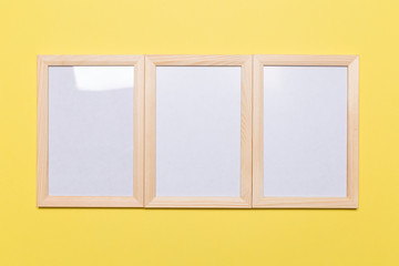 blank frame on a yellow background