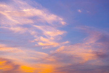 Naklejka na ściany i meble Pastel sunset sky in pink, purple and blue