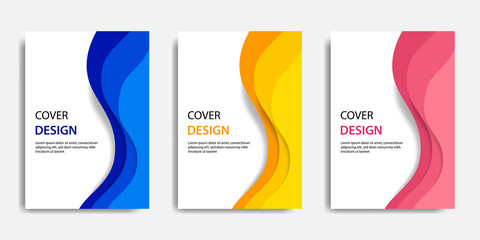 Vector illustration, document mock up template, easy color adjustment. Paper cut topographic style in colorful wave layering. Suitable for book cover, annual report, flyer, poster, brochure