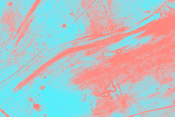 abstract coral pink and light blue paint  grunge brush texture background