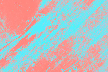 abstract coral pink and light blue paint  grunge brush texture background