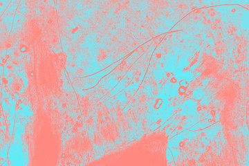 abstract coral pink and light blue paint  grunge brush texture background