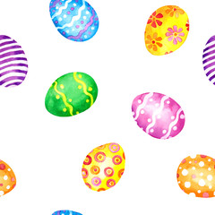 Fototapeta na wymiar Easter eggs. Seamless background. Watercolor