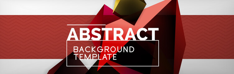 Triangular 3d geometric shapes composition, abstract background