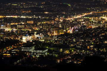 Fototapeta premium 奈良県奈良市若草山の夜景 新日本三大夜景 2019年2月 