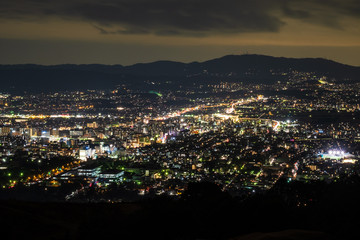 Fototapeta premium 奈良県奈良市若草山の夜景 新日本三大夜景 2019年2月 