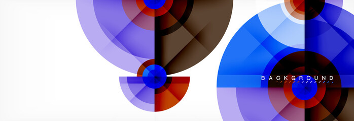 Obraz premium Minimal geometric circles and triangles abstract background, techno modern design, poster template