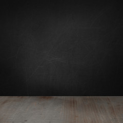 Blackboard wall and wooden floor background for advertising marketing and product placement