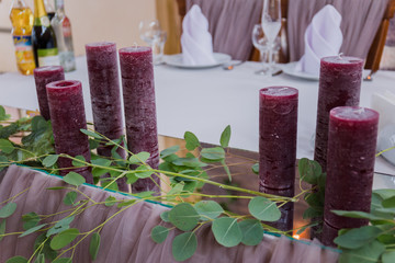 red candles on the table newlywed decor