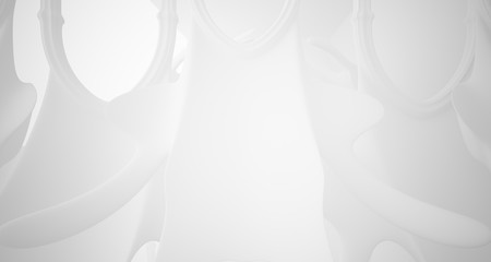 Abstract white gothic interior. 3D illustration and rendering.