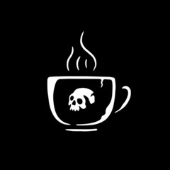 SKULL COFFEE CUP BLACK BACKGROUND
