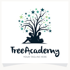 Fototapeta na wymiar Tree Academy Kids Reading Logo Design Template Inspiration