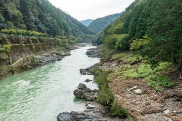 Hozugawa River (Katsuragawa River) in Kyoto, Japan