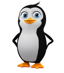 Funny penguin character on a white background. 3d render illustration.