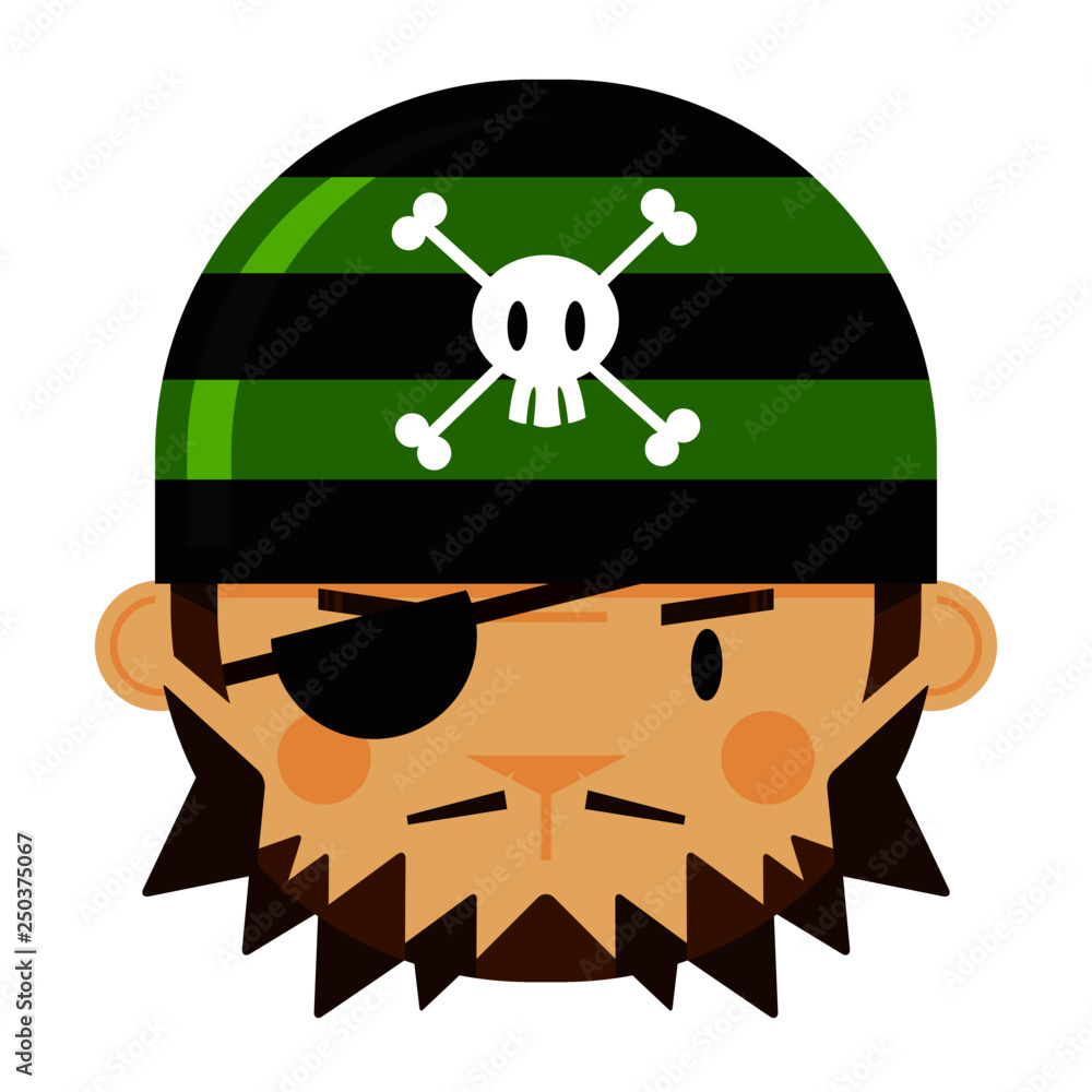 Wall mural Cartoon Eye Patch Bandana Pirate Face