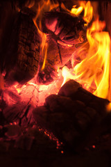 fire in the fireplace