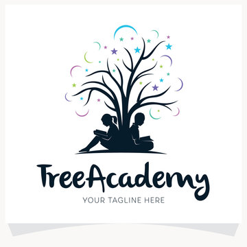 Tree Academy Kids Reading Logo Design Template Inspiration