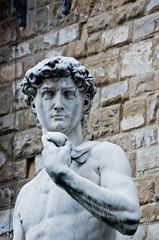 Fototapeta na wymiar statue of Michelangelo's David in Florence in front of Palazzo Vecchio