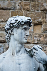 Naklejka premium posąg Dawida Michała Anioła we Florencji przed Palazzo Vecchio