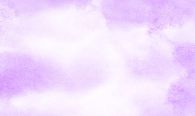 Abstract grunge violet gradient violet water color artistic brush paint splash background. Vintage light purple watercolor paint hand drawn illustration with paper grain texture for aquarelle design.