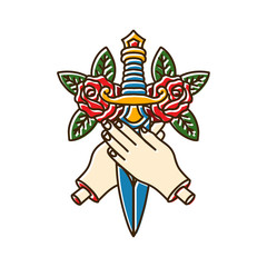 Knife With Hand and Rose