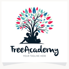 Tree Academy Kids Reading Logo Design Template Inspiration