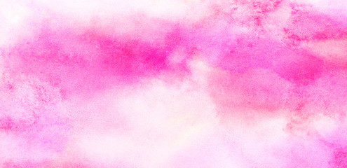 Abstract magenta shades aquarelle illustration. Watercolor canvas for creative grunge design, vintage cards, retro templates.Soft pastel pink watercolour background painted on white paper texture
