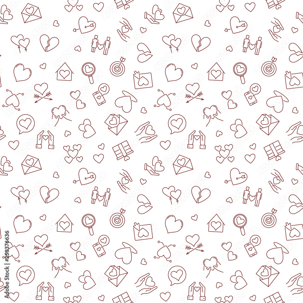 Poster vector love linear minimal concept seamless pattern